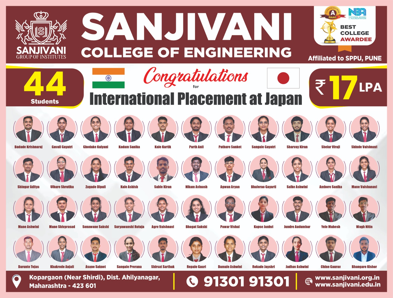 44  Students Get Placement for International Company at Japan